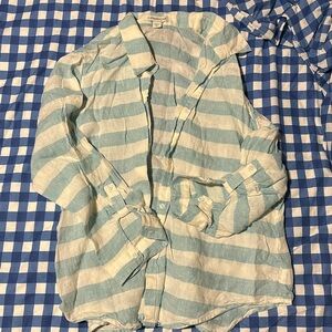 100%!linen striped blouse.